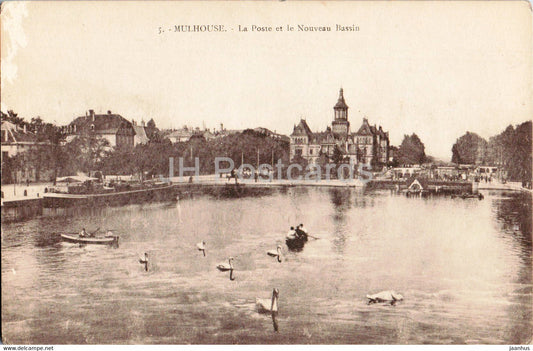 Mulhouse - La Poste et le Nouveau Bassin - 5 - old postcard - France - unused - JH Postcards
