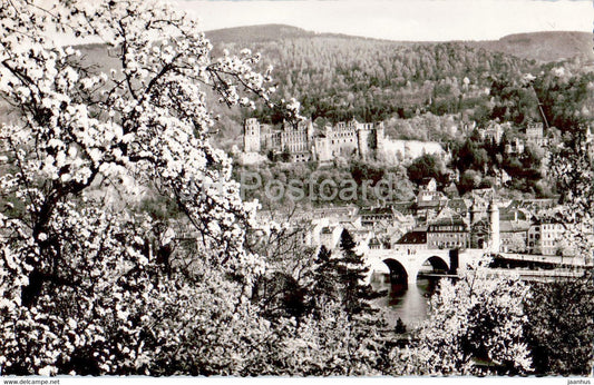 Heidelberg im Blutenzauber - Blick vom Philosophenweg - old postcard - 1959 - Germany - used - JH Postcards