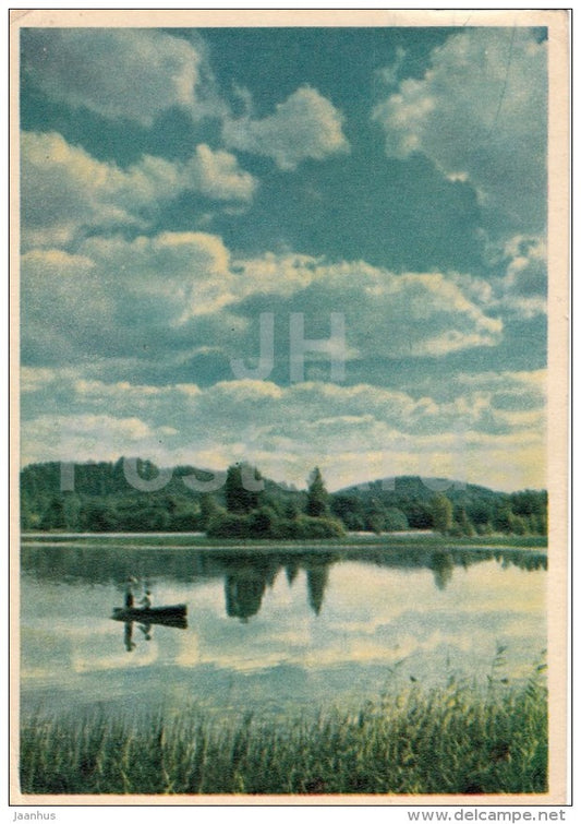 lake Pühajärv - boat - 1957 - Estonia USSR - unused - JH Postcards