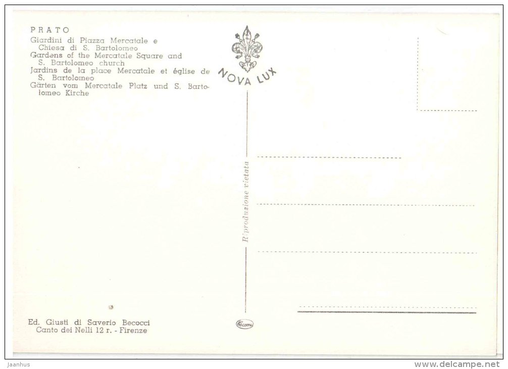 Giardini di Piazza Mercatale , Chiesa di St. Bartolomeo - garden - Prato - Toscana - 312 - Italia - Italy - unused - JH Postcards