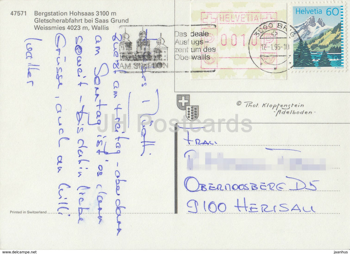 Bergstation Hohsaas 3100 m - Gletscherabfahrt bei Saas Grund - Weissmies 4023 m - Wallis - 1995 - Switzerland - used