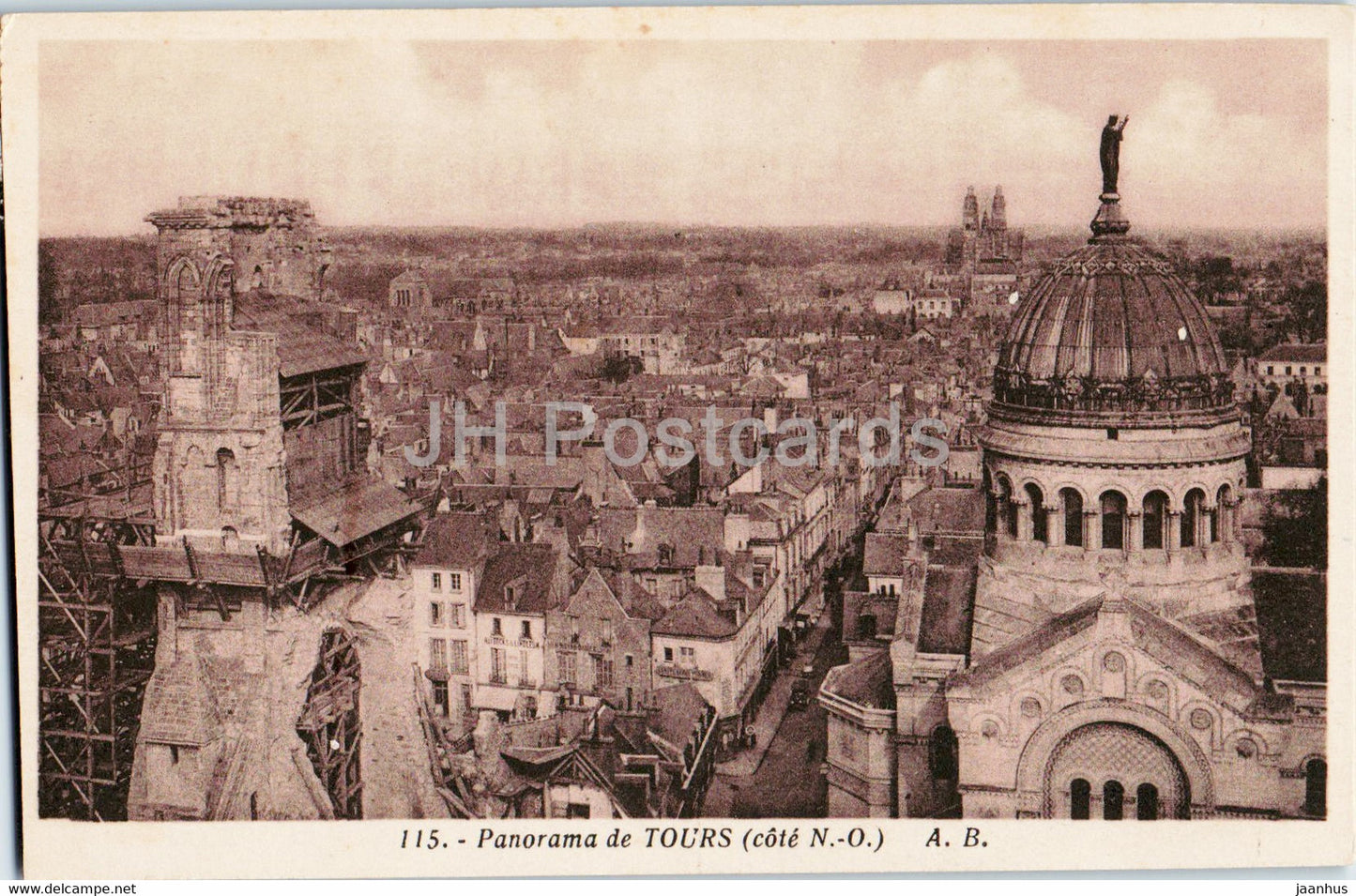 Panorama de Tours - cote N O - 115 - old postcard - France - unused - JH Postcards