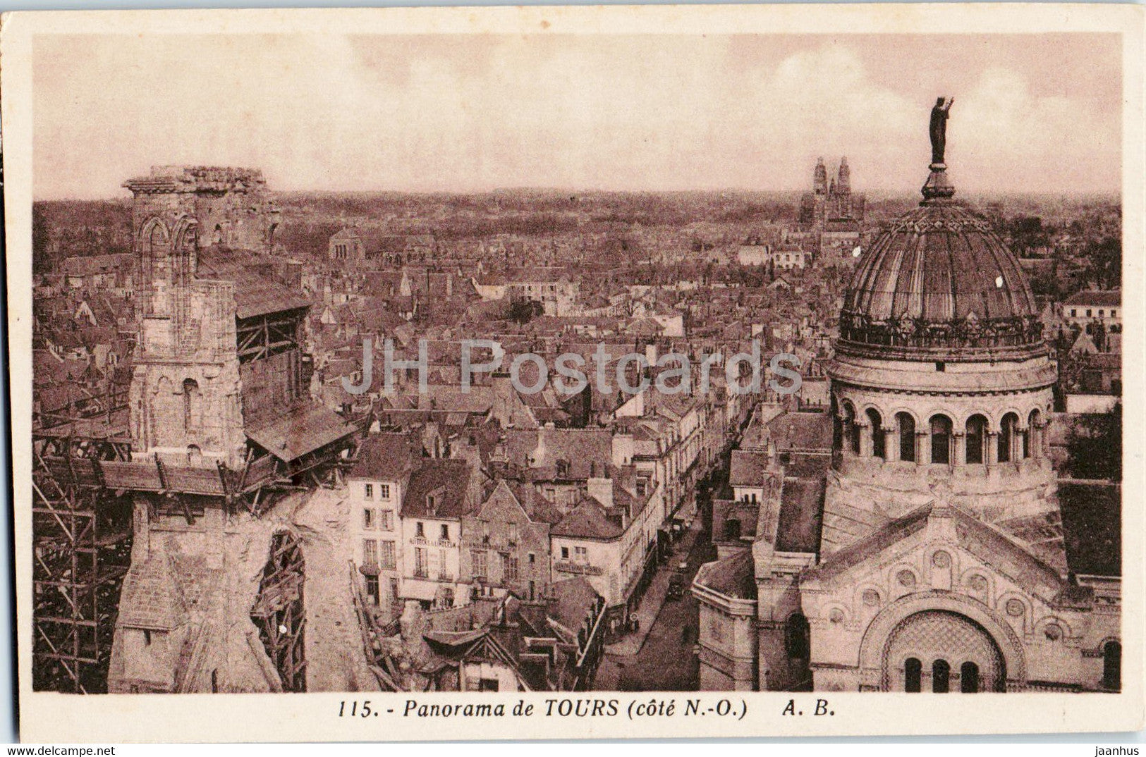 Panorama de Tours - cote N O - 115 - old postcard - France - unused - JH Postcards