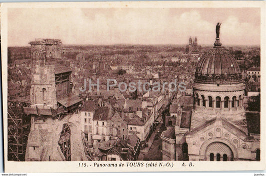 Panorama de Tours - cote N O - 115 - old postcard - France - unused - JH Postcards