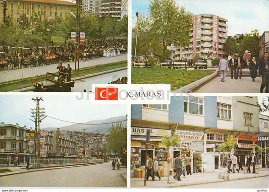 K Maras - street views - parade - shop - multiview - 1984 - Turkey - used - JH Postcards