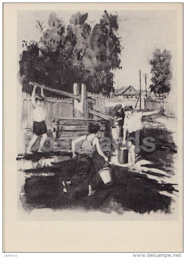 illustration to the Arkady Gaidar work Timur and his Gang - boys - children - 1973 - Russia USSR - unused - JH Postcards