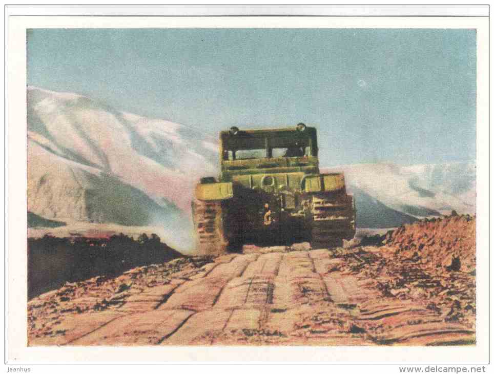 Caterpillar Tractor - Building the Communism - 1964 - Ukraine USSR - unused - JH Postcards