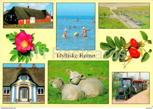 Idylliske Romo - train - animals - sheep - multiview - ROM 30 - 1992 - Denmark - used - JH Postcards