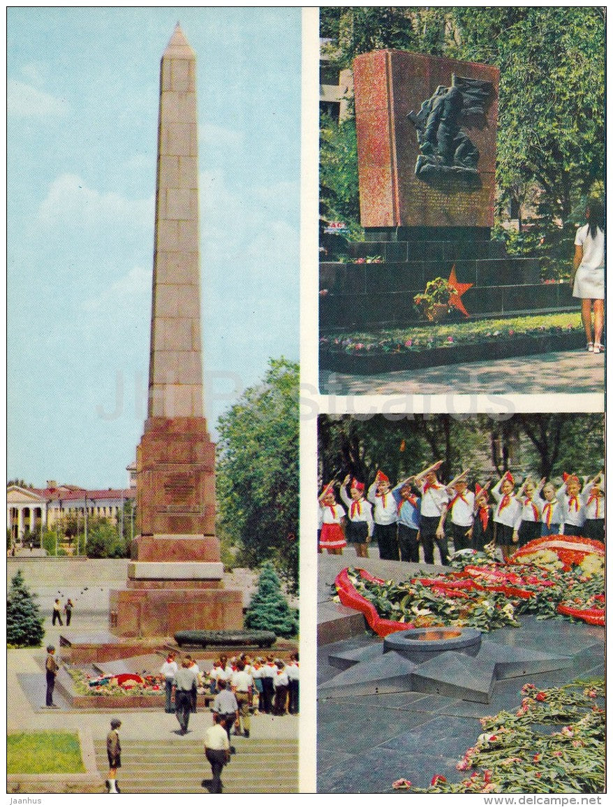 Obelisk to the heroes of the Red Tsaritsyn - pioneers - Volgograd - large format card - 1973 - Russia USSR - unused - JH Postcards