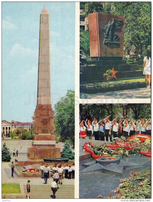 Obelisk to the heroes of the Red Tsaritsyn - pioneers - Volgograd - large format card - 1973 - Russia USSR - unused - JH Postcards