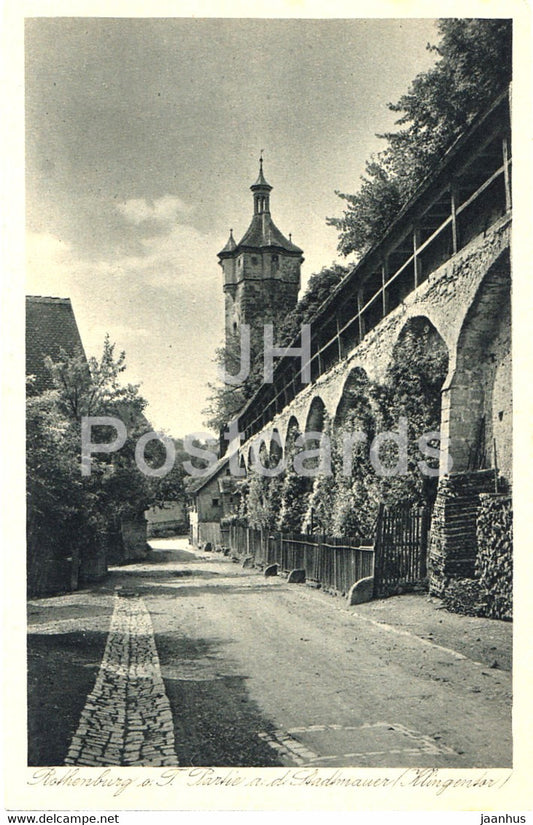 Rothenburg o d Tauber - Partie a d Stadtmauer - Klingentor - old postcard - Germany - unused - JH Postcards