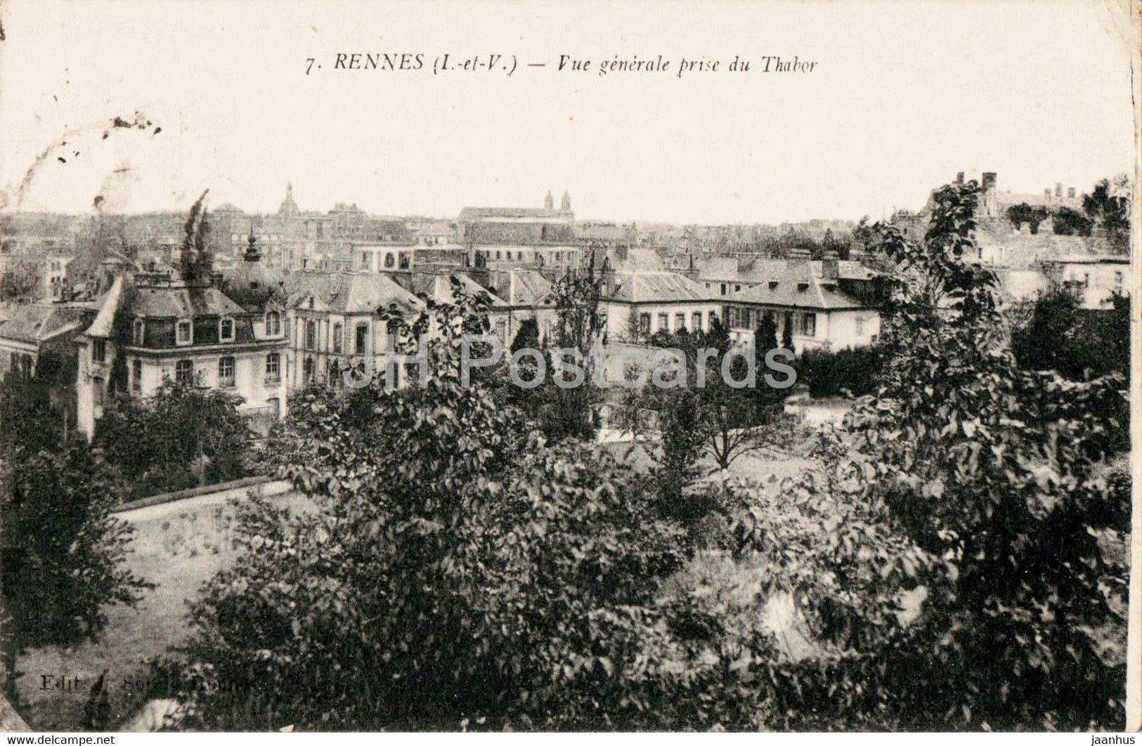 Rennes - Vue Generale prise du Thabor - 7 - old postcard - 1919 - France - used - JH Postcards