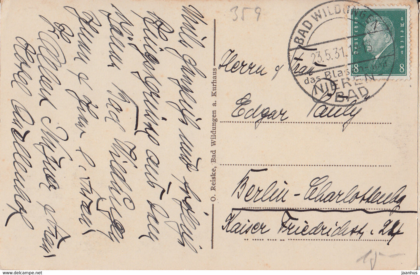 Bad Wildungen - Brunnenallee - carte postale ancienne - 1931 - Allemagne - utilisé