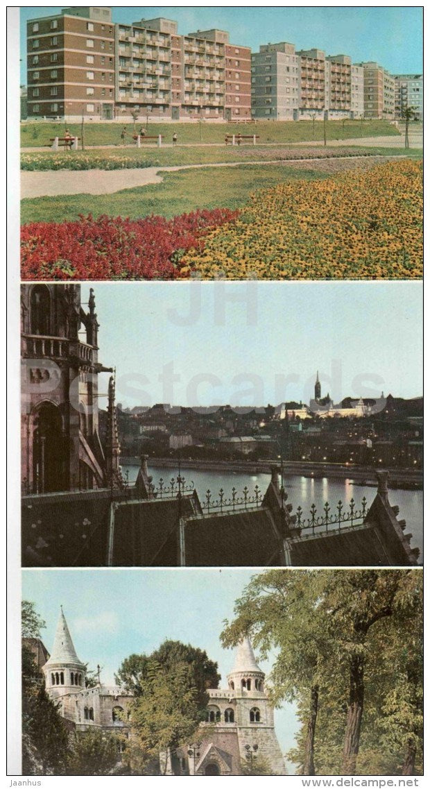 set of 7 postcards - leporello - Budapest - Hungary - unused - JH Postcards