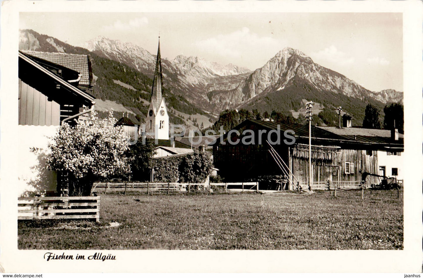 Fischen im Allgau - old postcard - 1950s - Germany - used - JH Postcards