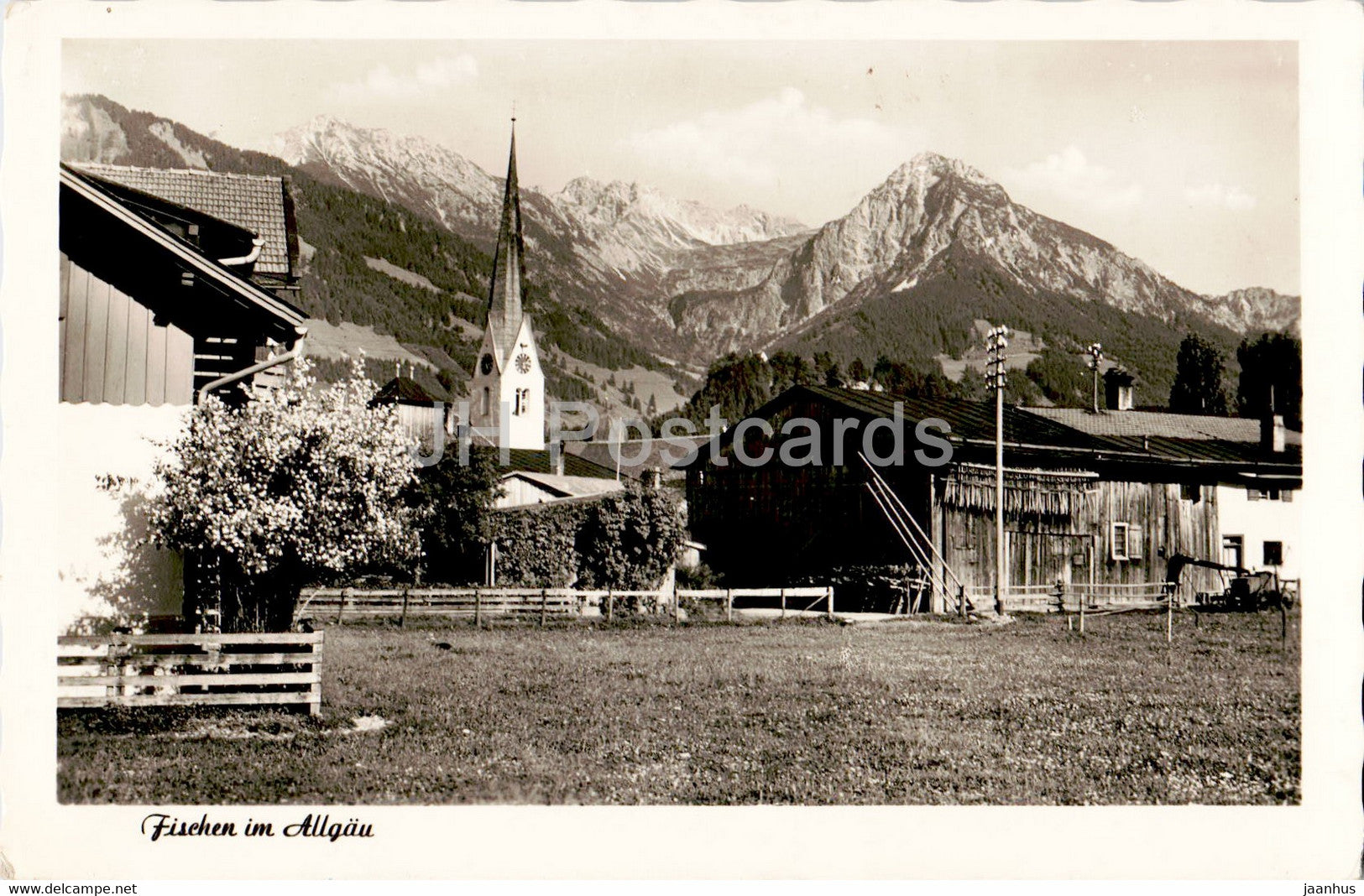 Fischen im Allgau - old postcard - 1950s - Germany - used - JH Postcards