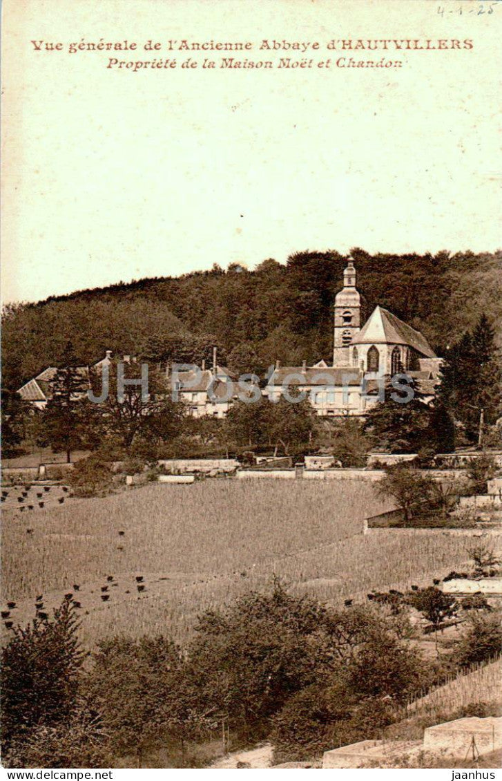 Vue Generale de l'Ancienne Abbaye d'Hautvillers - Propriete de la Maison Moet et Chandon - old postcard - France - used - JH Postcards