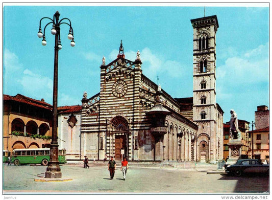 Piazza Duomo , Cattedrale - Duomo Square - cathedral - bus - Prato - Toscana - 61 - Italia - Italy - unused - JH Postcards