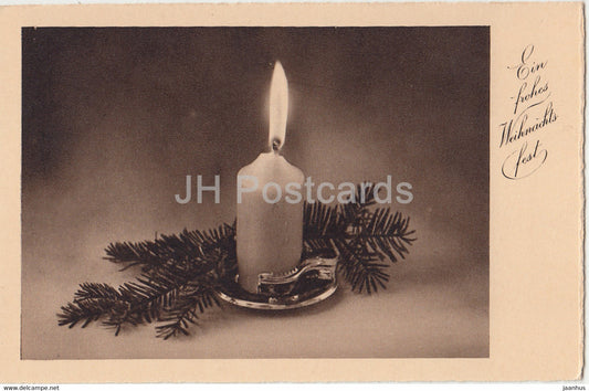 Christmas Greeting Card - Ein Frohes Weihnachtsfest - candle - C7 - old postcard - Germany - used - JH Postcards