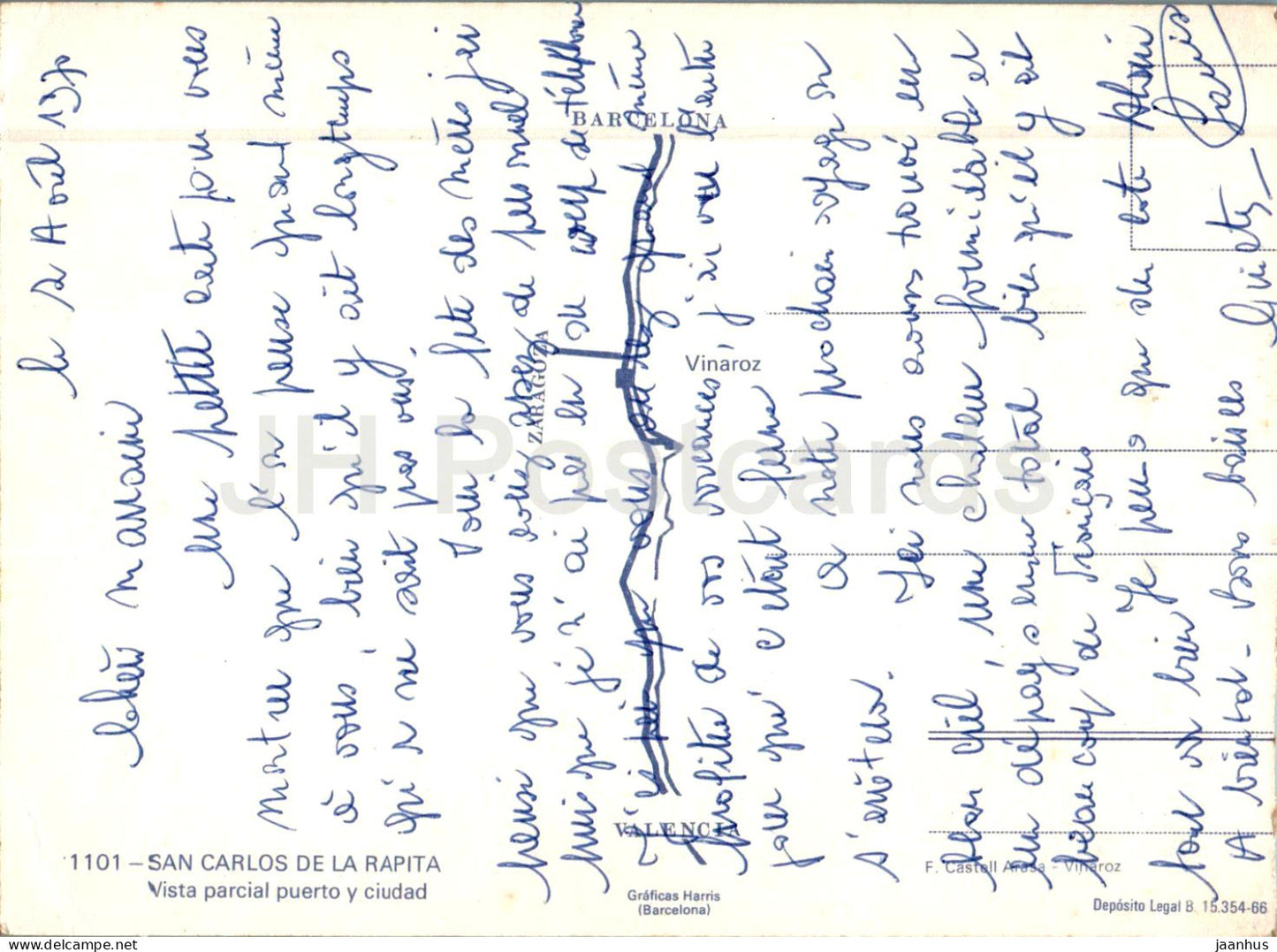 San Carlos de la Rapita - Vista parcial puerto y ciudad - Blick auf Hafen und Stadt - Hafen - Boot - 1101 - Spanien - gebraucht 