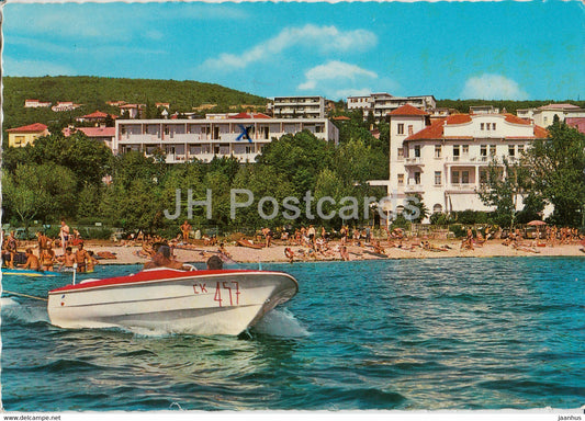 Crikvenica - beach - motor boat - 1971 - Yugoslavia - Croatia - used - JH Postcards