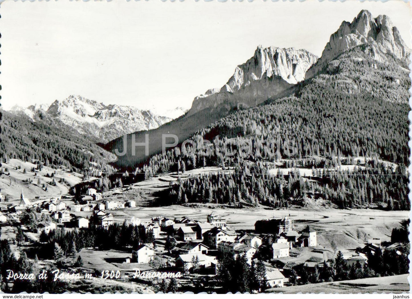 Pozza di Fassa - Panorama - 1957 - old postcard - Italy - used - JH Postcards