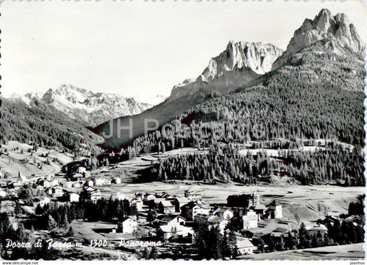 Pozza di Fassa - Panorama - 1957 - old postcard - Italy - used - JH Postcards