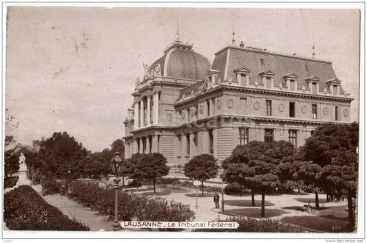 Le Tribunal Federal - Lausanne - 499 Switzerland - sent from Switzerland Lausanne to Tsarist Russia St. Petersburg 1912 - JH Postcards