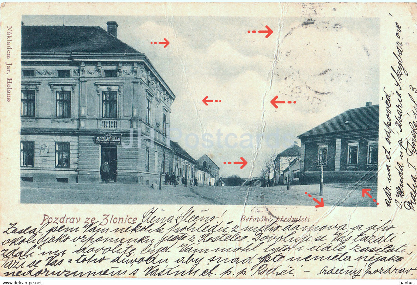 Pozdrav ze Zlonice - Berovske predmesti - old postcard - 1901 - Czech Republic - used - JH Postcards