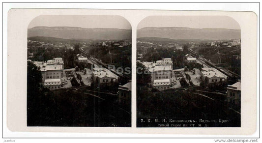 view to Railway Station - Kislovodsk - Caucasus - Russia - Russie - stereo photo - stereoscopique - old photo - JH Postcards
