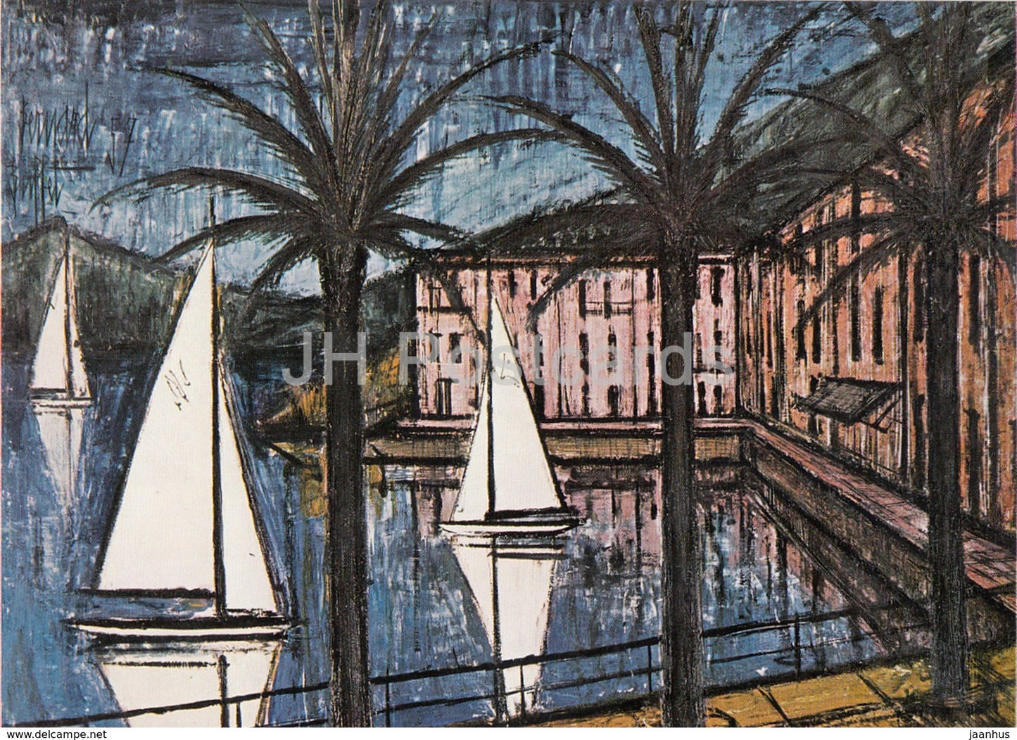 painting by Bernard Buffet - Port de Beaulieu , 1957 - French art - 1961 - France - unused - JH Postcards