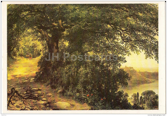 painting by M. Lebedev - View of Castel Gandolfo near Rome , 1836 - Russian art - 1984 - Russia USSR - unused - JH Postcards