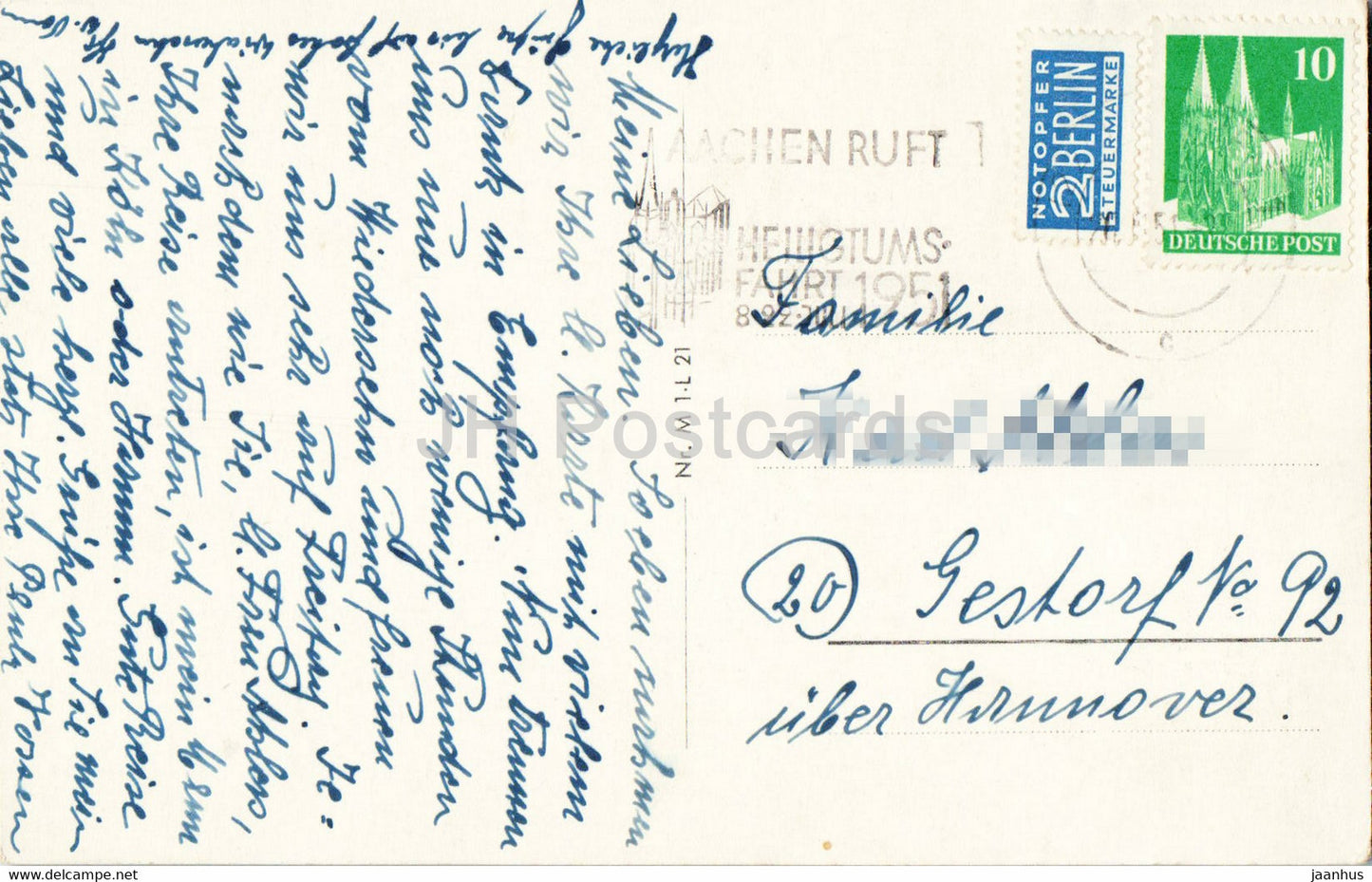 Aachen - Dom - cathedral - old postcard - 1951 - Germany - used