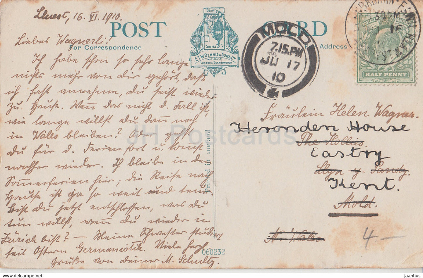 Aberystwyth - The New Promenade - College - Église paroissiale - carte postale ancienne - 1910 - Pays de Galles - Royaume-Uni - utilisé