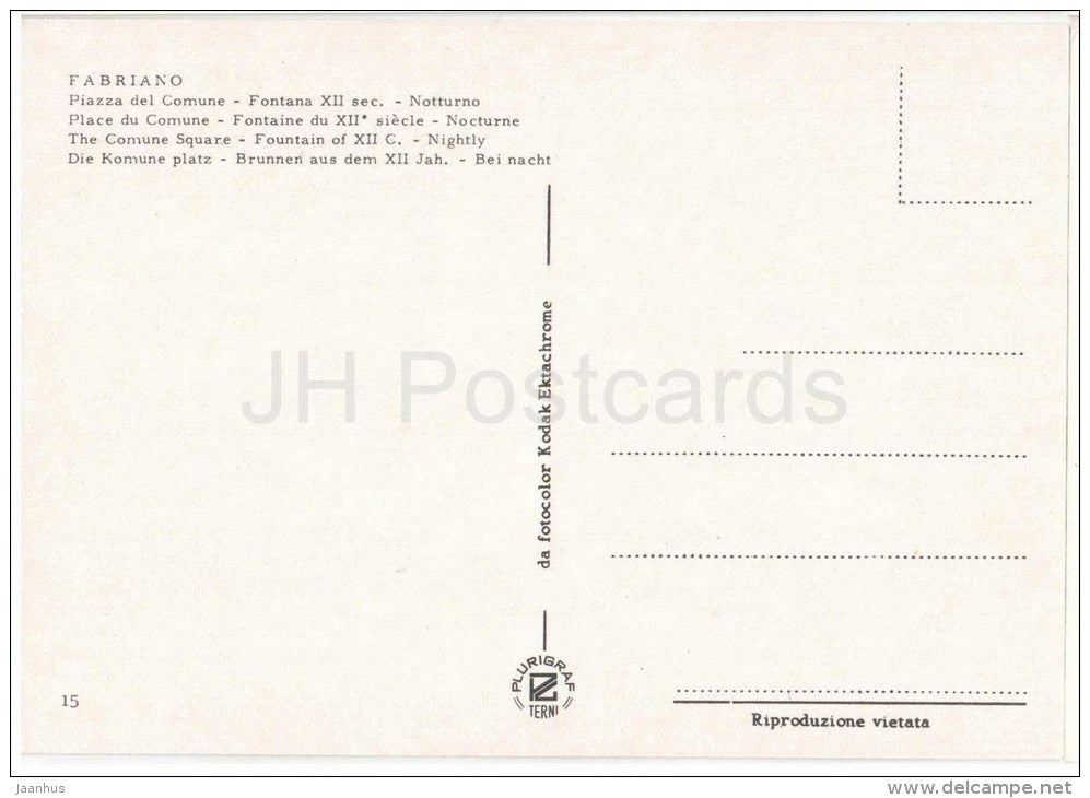 Piazza del Comune , fontana - Comune square , fountain - Fabriano - Ancona - Marche -  15 - Italia - Italy - unused - JH Postcards
