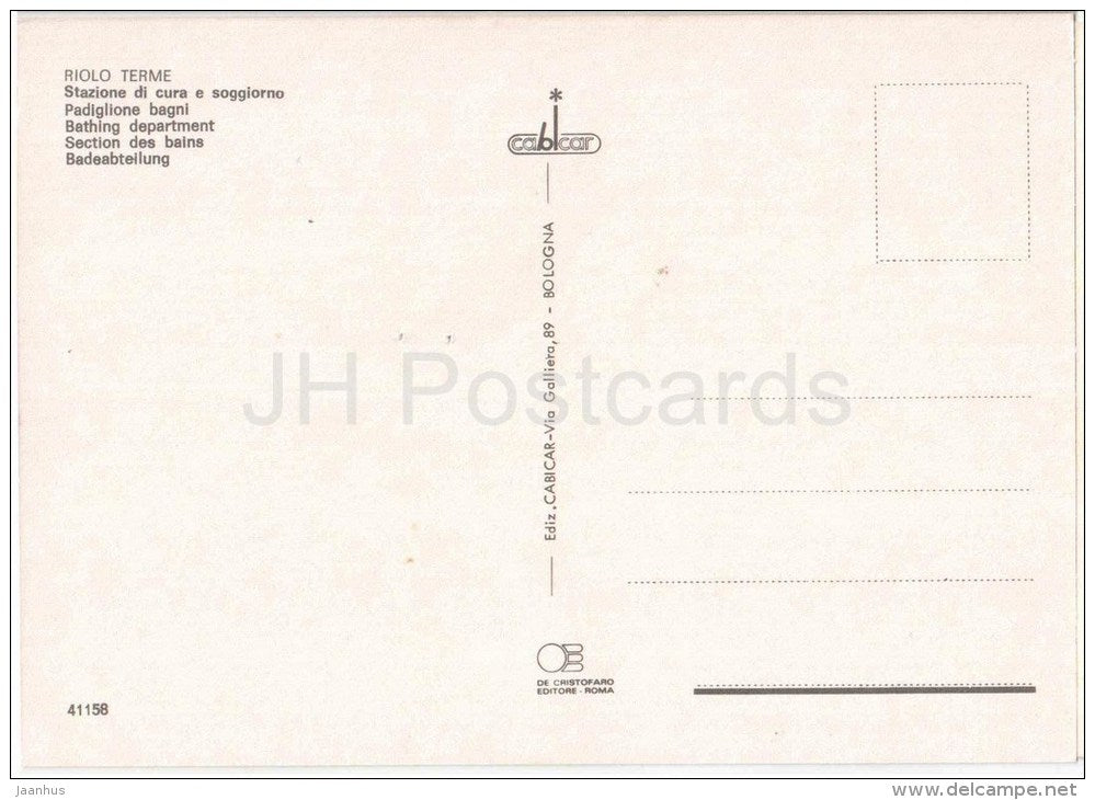Stazione di Cura e Soggiorno - Bathing - Riolo Terme - Ravenna - Emilia-Romagna - 41158 - Italia - Italy - unused - JH Postcards
