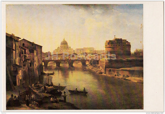 painting by S. Shchedrin - Castel Sant'Angelo . New Rome , 1823 - bridge - Russian art - 1987 - Russia USSR - unused - JH Postcards