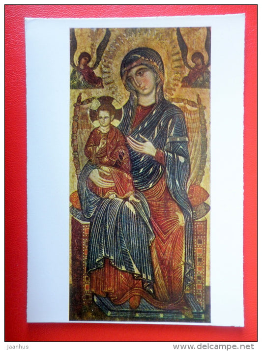 painting by Italian Artist . Madonna and Child Enthroned - italian art - unused - JH Postcards