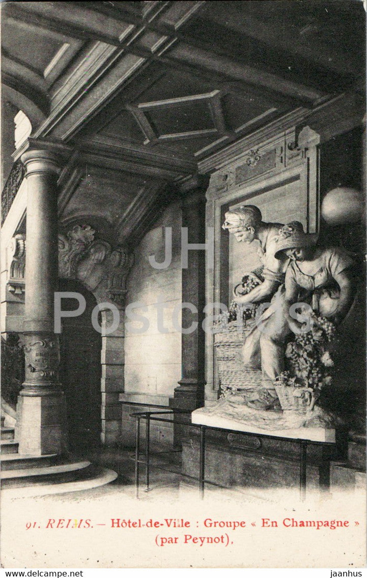 Reims - Hotel de Ville - Groupe - En Champagne - par Peynot - 91 - old postcard - 1905 - France - used - JH Postcards