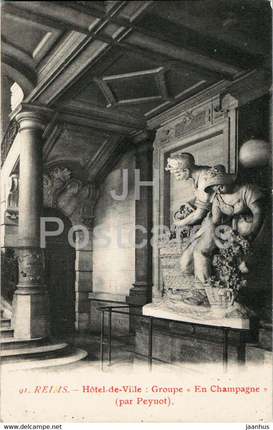 Reims - Hotel de Ville - Groupe - En Champagne - par Peynot - 91 - old postcard - 1905 - France - used - JH Postcards