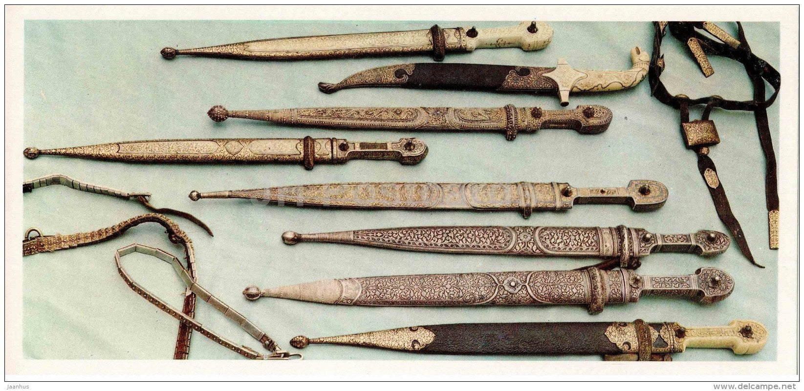 steel arms - dagger - Dagestan Hammering - Toreutics - 1975 - Russia USSR - unused - JH Postcards