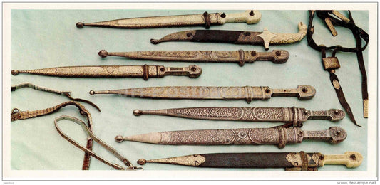 steel arms - dagger - Dagestan Hammering - Toreutics - 1975 - Russia USSR - unused - JH Postcards