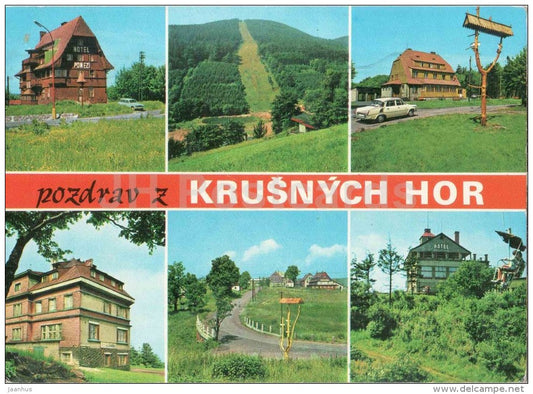 hotel Pomezi na Cinovci - Krusnych Hor - convalescent home Krasnoarmejec - Boulnak - Czechoslovakia - Czech - used 1975 - JH Postcards