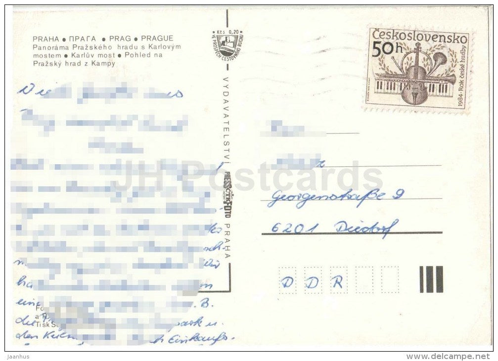 Praha - Prague - Prague castle - Charles bridge - Czechoslovakia - Czech - used 1984 - JH Postcards