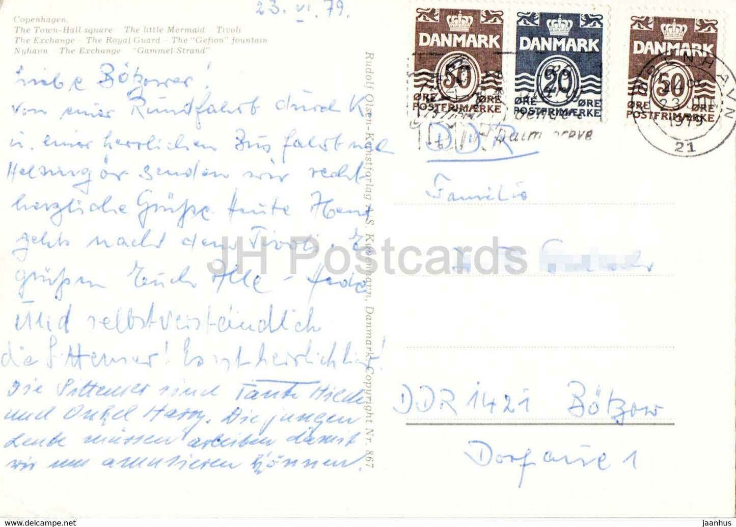 Grüße aus Kopenhagen – Kleine Meerjungfrau – Wache – Anker – Stadtansichten – Multiview – 1979 – Dänemark – gebraucht