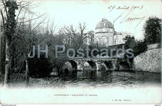 Chateauneuf - Vieux Pont et Donjon - old postcard - 1903 - France - used - JH Postcards