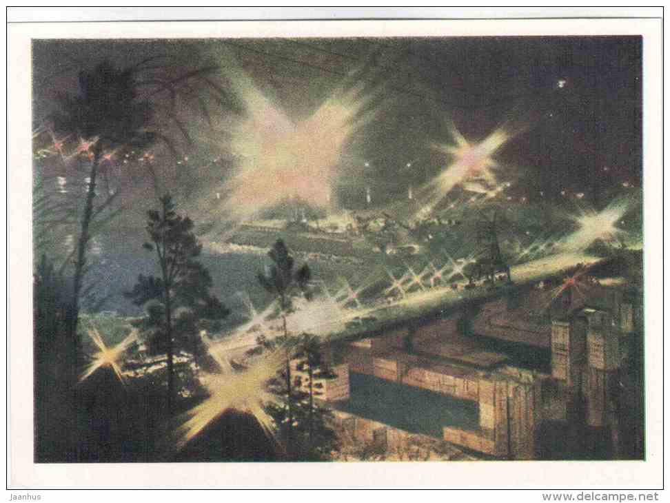 Construction of the Krasnoyarsk Hydropower station - Building the Communism - 1964 - Ukraine USSR - unused - JH Postcards