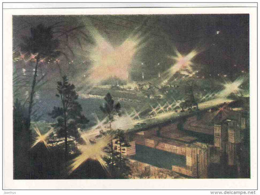 Construction of the Krasnoyarsk Hydropower station - Building the Communism - 1964 - Ukraine USSR - unused - JH Postcards