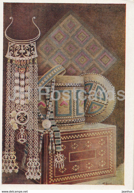 painting by M. Nosov - material culture of the Yakuts - Yakutia Sakha Russian art - 1958 - Russia USSR - unused - JH Postcards