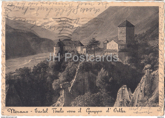 Merano - Castel Tirolo verso il Gruppo d'Ortler - old postcard - 1934 - Italy - Italia - used - JH Postcards